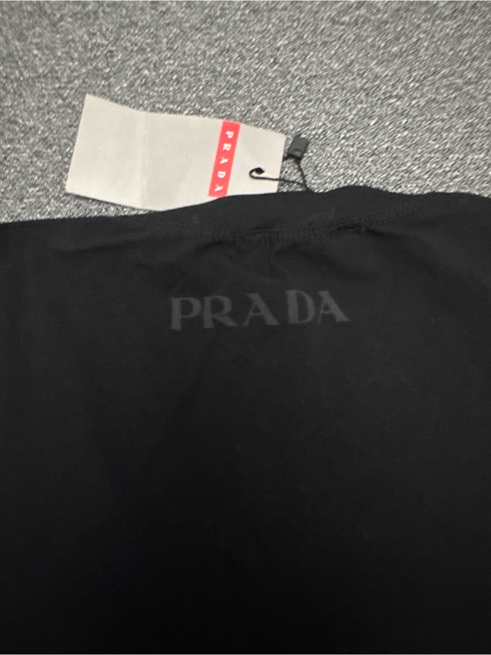 Prada Black Crystal-Studded Logo Tee - Picture 4 of 5